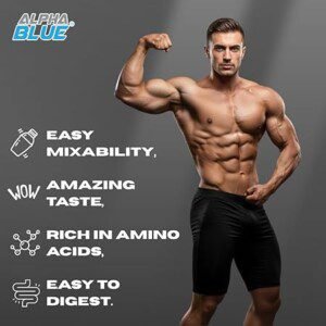 ALPHABLUE Epic Whey Protein with Glutamine and BCAAs | High Biological Value for Muscle Growth and Recovery | Easy Mixing and Consumption | Ideal for Athletes and Bodybuilders