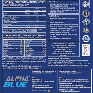 ALPHABLUE Epic Whey Protein with Glutamine and BCAAs | High Biological Value for Muscle Growth and Recovery | Easy Mixing and Consumption | Ideal for Athletes and Bodybuilders