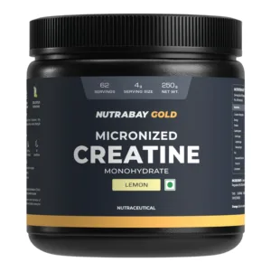 Nutrabay Gold Micronized Creatine Monohydrate - 250 gm (0.55 Lb), Lemon